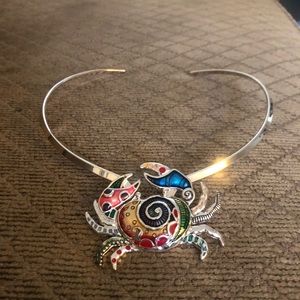 Silver necklace with colorful crab 🦀 pendant 🎉